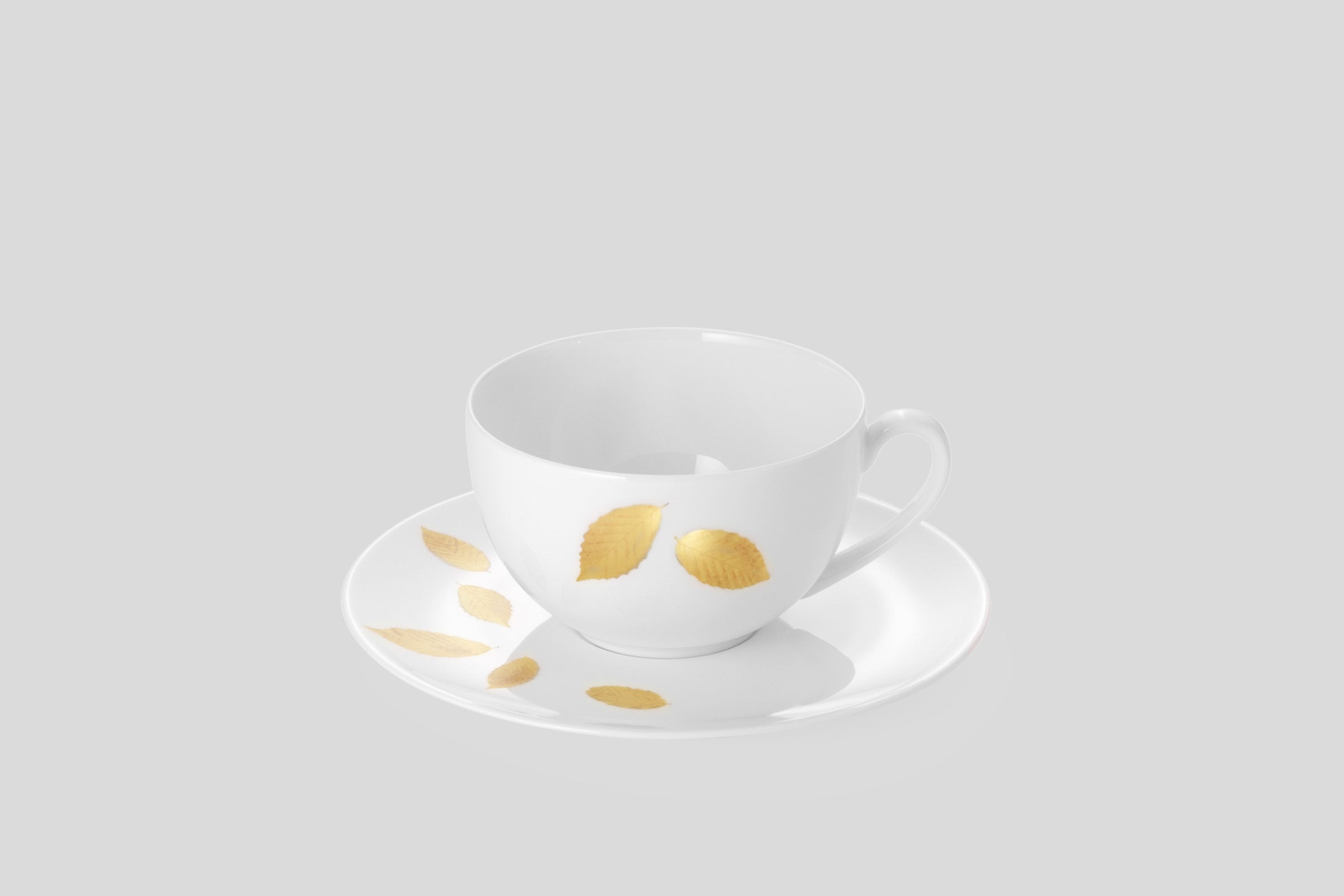 Designer-Luxury-Modern-Dibbern Gold Leaf Teacup & Saucer-Dibbern-Gold Leaf-Gold-Bodo Sperlein-Bone China-Designer-Luxury-Modern-Tasse-Becher-Kaffee Tasse